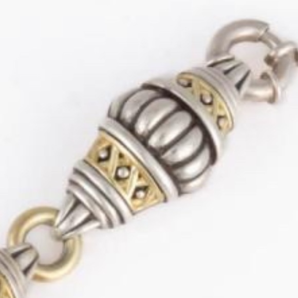 LAGOS Jewelry - RARE Lagos sterling silver/18 kt gold fluted lattice link bracelet
